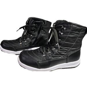 Weatherproof Katie Winter Black Sneaker Boots Womens 6M Gorpcore Fur Lined Zip